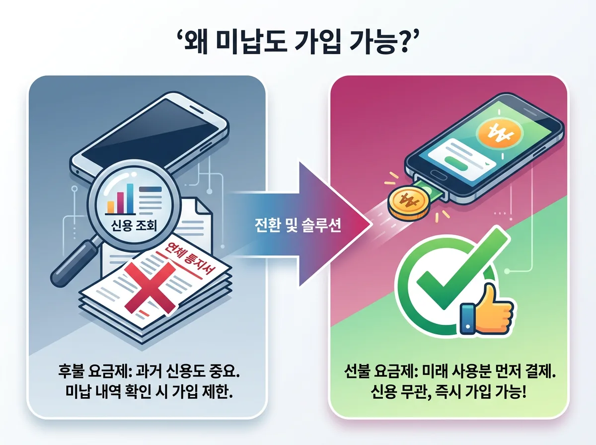 통신요금 미납자가 LG유플러스 무약정 요금제에 가입할 수 있는 조건